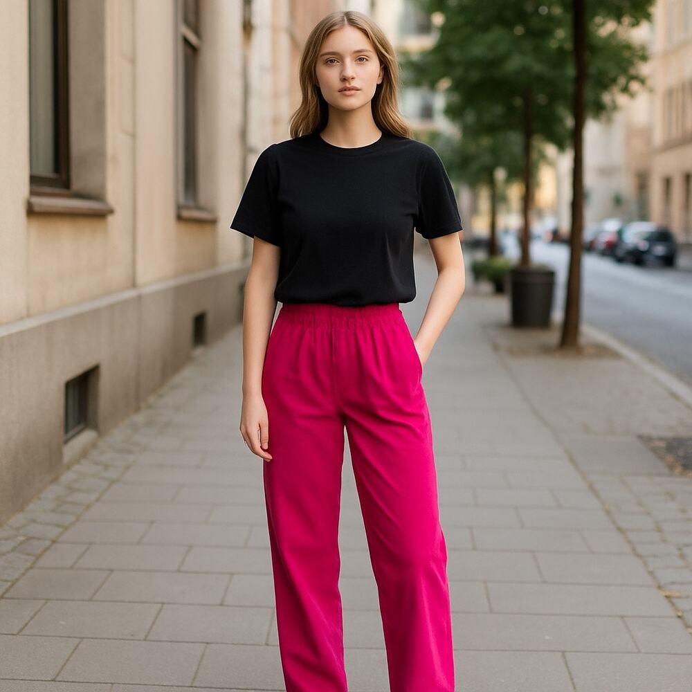 Vintage Palettos Pink Corduroy Pants Tapered Pleated Size 5 23x28 80s 90s